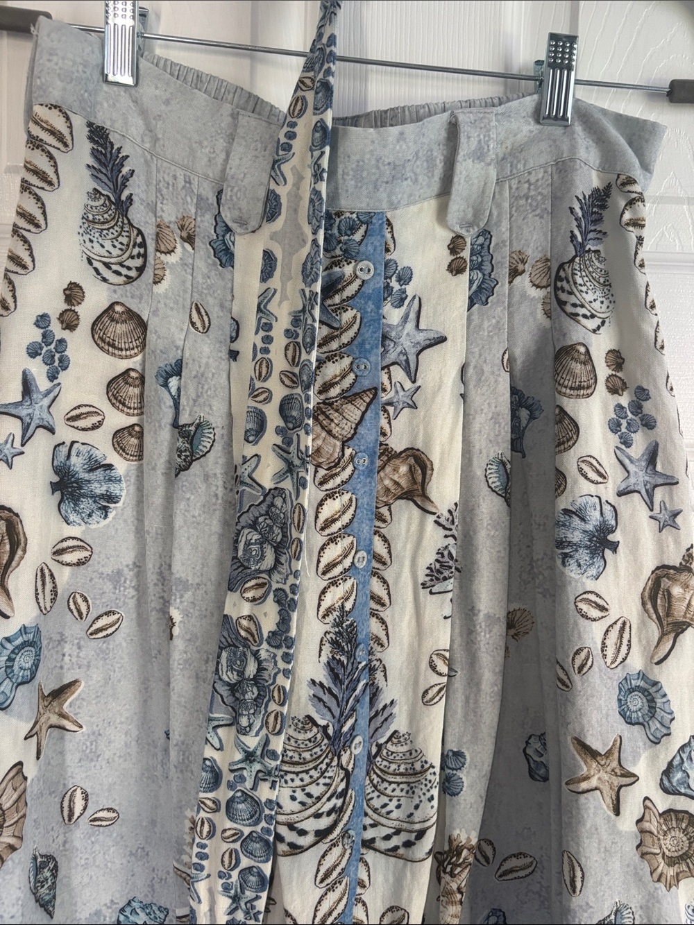 Ranna Gill Blue and Cream Seashell Print A-Line Skirt - Picture 5 of 8